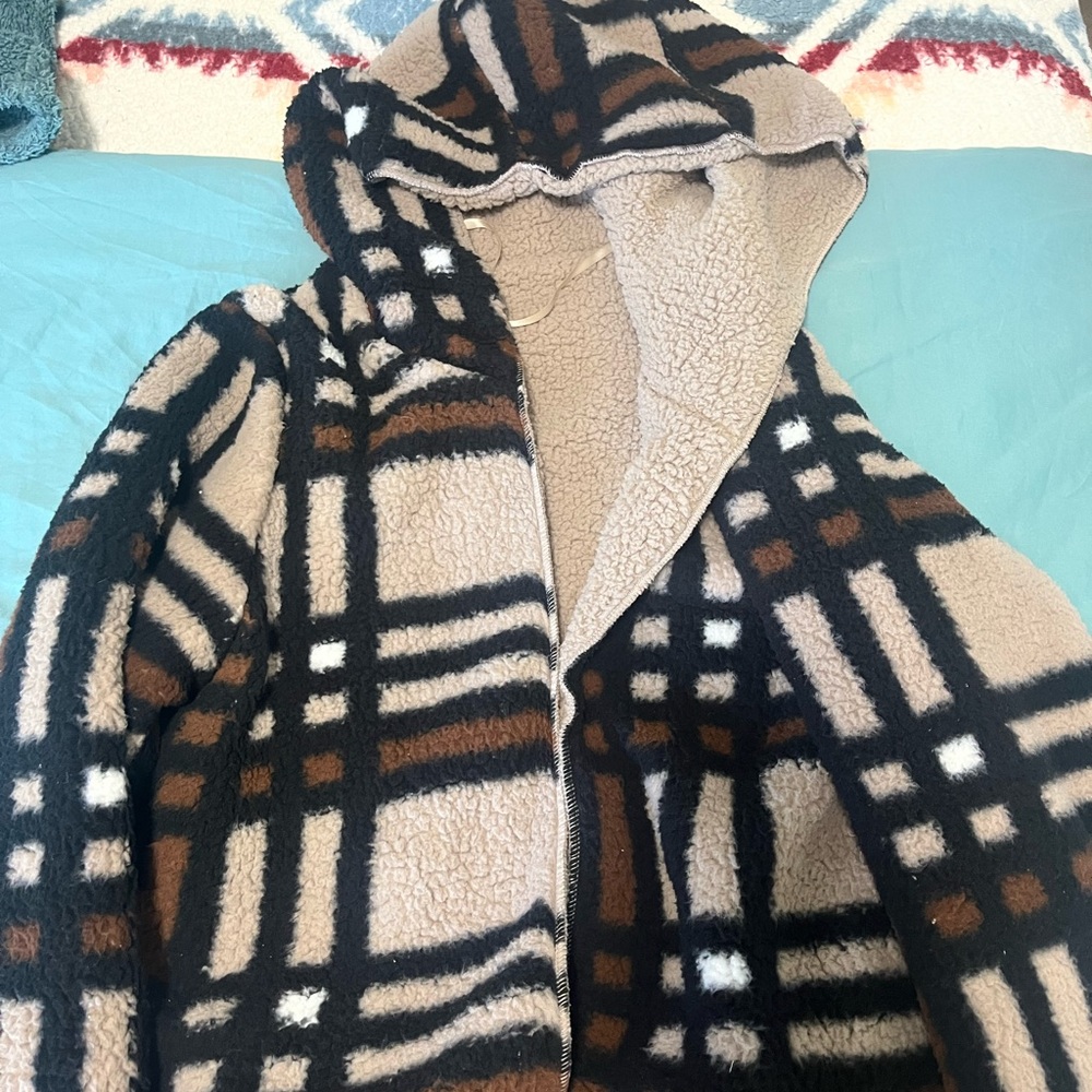fluffy hooded cardigan